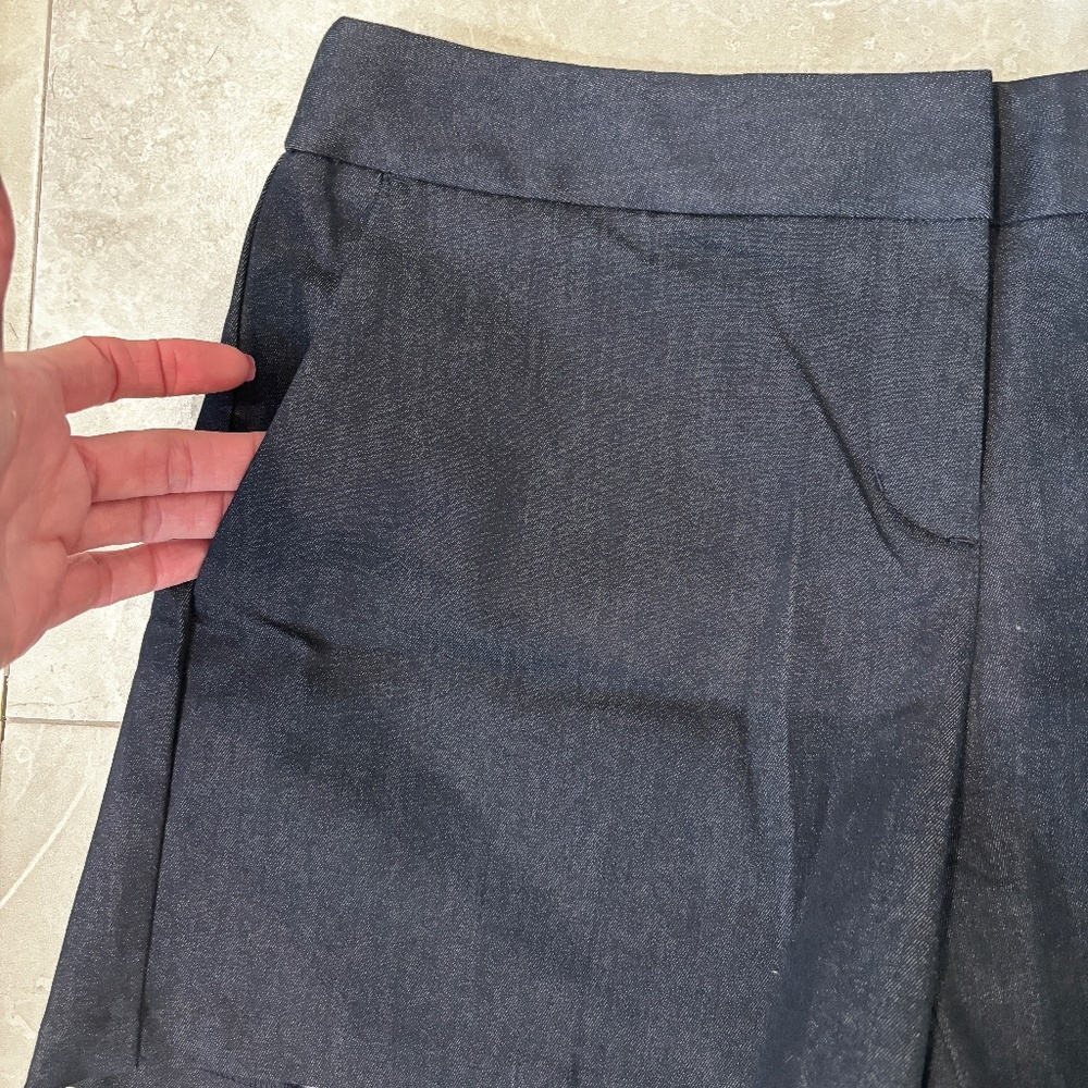 Express Twill Mid-Rise Tailored Shorts - Dark Wash Blue Size 0 - Picture 5 of 10